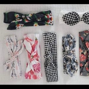 7 Floral Boho Top Knot Headbands Hairbows for baby/toddlers in EUC